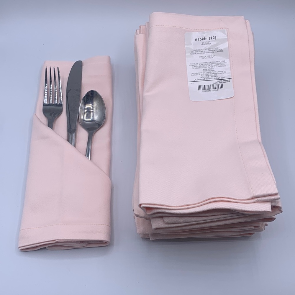 Dozen of Vintage 20 x 20 Peach JCPenney Cotton Fabric Napkins